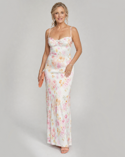 Colia | Vestido Maxi Bodycon Floral Suave con Tirantes
