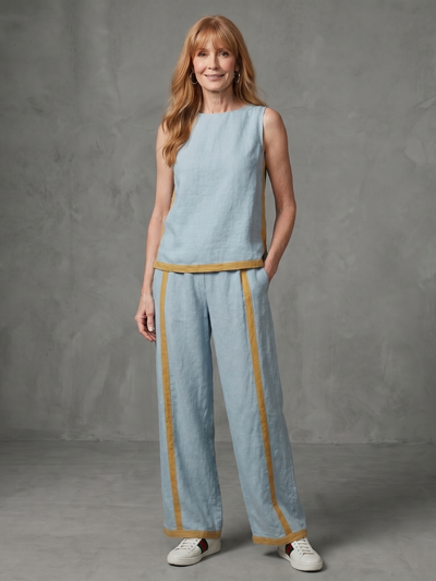 Inara | Conjunto de Top Sin Mangas y Pantalones de Pierna Ancha con Contraste