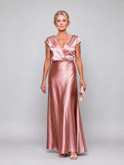 Samouse | Vestido Maxi con Manga Corta y Cuerpo Envoltura