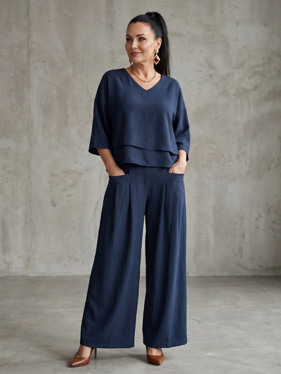 Río | Conjunto de Top Capa y Pantalones Anchos
